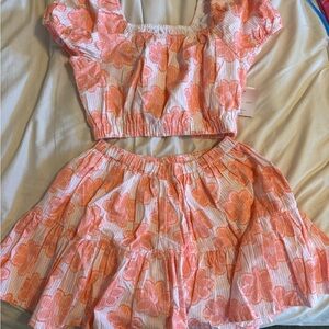 Floral Crop Top and Skirt Set